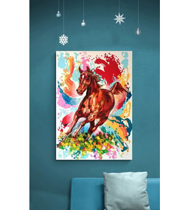 Tablolife Hayalimdeki At Yağlı Boya Dokulu Tablo 90X120,Çerçeve;Gümüş