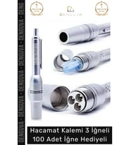 #Hacamat Metal Profesyonel Kaliteli Pratik Hacamat kalemi 3 İğneli 100 Adet İğne Hediyeli