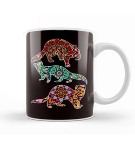 Floral Ferret Mandala Yoga Ferrets Owner Animal Lover Zoo Kupa Bardak Porselen