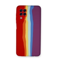 Galaxy A22 Kılıf Ebruli Lansman Silikon - Kırmızı-Mor