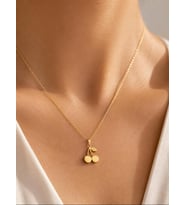 Kişiye Özel 925 Ayar Gümüş Kiraz Figürlü Şık Kolye (Gold)