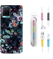 Vivo Y11S Y21S Y20 Y20S Y70 Kılıf Kablo Koruma Spiral Silikon Great Flowers 1304