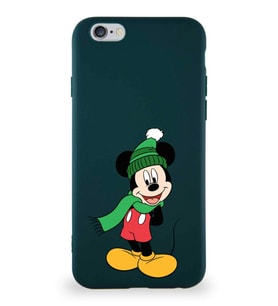 Apple iPhone 6S Soft Premier Kapak Mickey Mouse-G Tasarımlı Silikon Kılıf - Yeşil (Şeffaf)