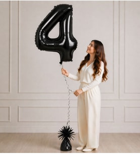 4 Rakamlı Siyah 100 cm Helyum Balon – Folyo Dev Parti Balonu