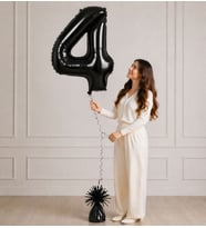 4 Rakamlı Siyah 100 cm Helyum Balon – Folyo Dev Parti Balonu