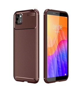 Huawei Y5P Kılıf Esnek Soft Karbon Tasarım Legion Serisi (Kahverengi)