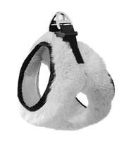 Üç Kilitli Peluş Kedi Köpek Göğüs Tasması 20-24 cm XXX-Small Beyaz
