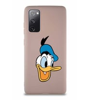 Samsung Galaxy S20 FE Soft Premier Kapak Donald Duck-A Tasarımlı Silikon Kılıf - Pudra (Şeffaf)