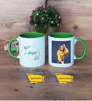 İsme Özel Doğum Günü Hediyesi Kupa Bardak Yeşil Fotoğraflı
