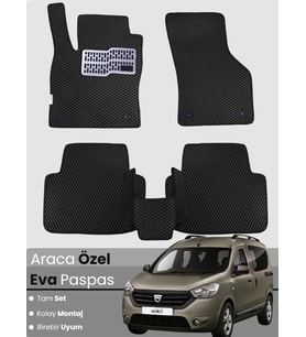 DACİA DOKKER (2012-2023) Uyumlu EVA Paspas Tam Set–Araca Özel,Su Geçirmez,Kolay Montaj