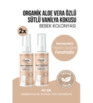 Aloe Vera Katkılı Huzur Veren Ferahlatıcı Vanilya ve Süt Kokulu Çanta Boyu 2'li Bebek Kolonyası Seti 2x40 ml