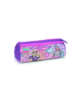 CORAL HIGH 22055 KIDS PEMBE MOR FASHION GIRL DESENLİ ÜÇ BÖLMELİ KALEM ÇANTASI