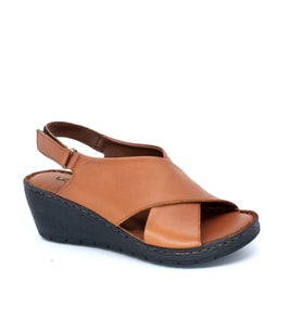 Trendyshose D22-011 Deri Anatomic Kadın Sandalet (Taba)