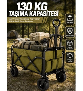 Kamp, Piknik, Plaj ve Alışveriş İçin Çok Amaçlı Katlanabilir Wagon