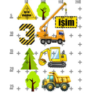 Yenilebilir Şeker Kağıt İnşaat Makinaları Vinç Temalı Pasta Süsleme