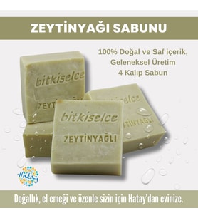 Bitkiselce Saf ve doğal içeriklerle Zeytinyağı Sabunu  450 gr (4 Kalıp)