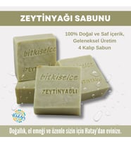 Bitkiselce Saf ve doğal içeriklerle Zeytinyağı Sabunu  450 gr (4 Kalıp)