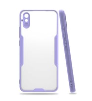Xiaomi Redmi 9A Kılıf Kamera Korumalı Arkası Şeffaf Silikon (Mor)