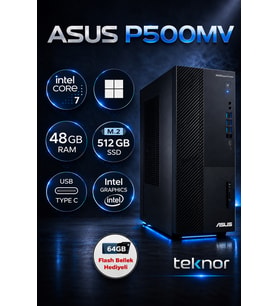 Asus Expertcenter P500MV Intel Core 7 240H 48 GB 512GB SSD WIN 11 PRO Masaüstü Bilgisayar & Teknor USB Bellek