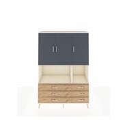 Hyperion Dolap 6 Raflı 6 Çekmeceli 3 Kapaklı 132x44x195 Aytaşı-Antrasit/Çam