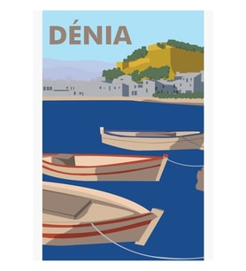 Denia, Ispanya Seyahat Posteri Tablo Ahşap Poster Dekoratif