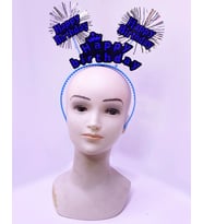 Happy Birthday Yazılı Püsküllü Neon Mavi Renk Doğum Günü Tacı 22x19 cm