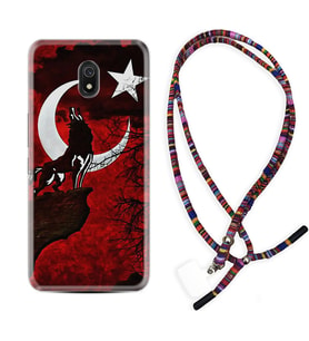 Xiaomi Redmi 8A 8 Pro 9C 9T 10C 11T Pro Kılıf Boyun Asklı Rasta Silikon Wolf and Moon 2 1381