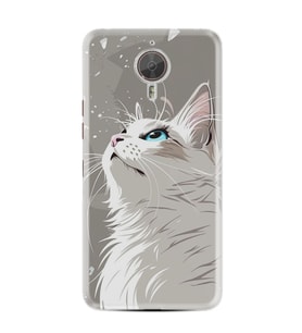 GM5 Plus Kılıf HD Resim Baskılı Beyaz Kedi StKd -061