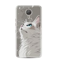 GM5 Plus Kılıf HD Resim Baskılı Beyaz Kedi StKd -061