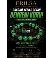 Sertifikalı Terahertz - Aura Koyu Yeşil Hidrotermal Kuvars Denge Bilekliği - 8 MM Doğal Taş