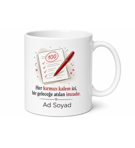 Öğretmen Sınav Okuyanlara Kırmızı Kalem Not Veren Kupa Bardak Hediye