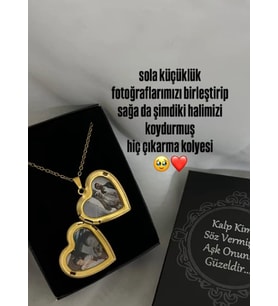 Çelik Resimli Kalpli Kapaklı Kolye - Hiç Çıkarma Kolyesi