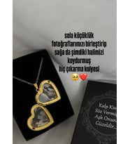 Çelik Resimli Kalpli Kapaklı Kolye - Hiç Çıkarma Kolyesi