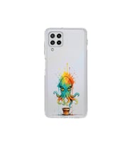 Samsung Galaxy M32 ile uyumlu Splash ahtapot tasarımlı şeffaf silikon kılıf