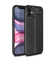 Apple iPhone 12 Kılıf Esnek Pu-Deri Leather-Pu Serisi Protected Case (Siyah)