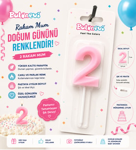 2 Yaş Pasta Mumu İlk Yaş Doğum Günü Rakam Mum Kız & Erkek Doğum Günü Pasta Süsü