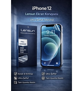 LENSUN iPhone 12 Ultra Şeffaf Ekran Koruyucu Film