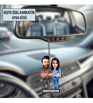 Kişiye Özel 2 Kişilik Hemşire Karikatürlü 10 cm MDF Araç Dikiz Aynası Süsü - Antrenör Hediyesi Spor Hocasına ve Teknik Direktöre Hediye