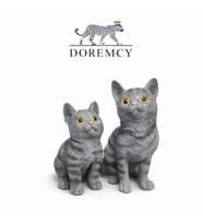 Doremcy Sevimli Kedi Biblo 2’li Set Polyester Dekoratif Ev Salon Hediye Figür obje (Beyaz)