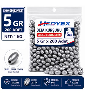 Hedyex 5 Gr 200 Adet (1 Kg) Olta Kurşunu Delikli Gezer Zeytin