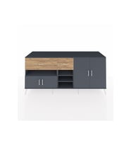 Kronos Konsol 5 Raflı 2 Çekmeceli 4 Kapaklı 220x59x99 Antrasit-Antrasit/Çam