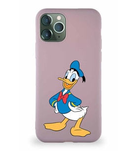 Apple iPhone 11 Pro Soft Premier Kapak Donald Duck-C Tasarımlı Silikon Kılıf - Pudra (Şeffaf)