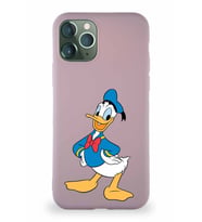 Apple iPhone 11 Pro Soft Premier Kapak Donald Duck-C Tasarımlı Silikon Kılıf - Pudra (Şeffaf)