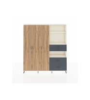 Arges Dolap 12 Raflı 4 Çekmeceli Tek Askılı 220x30x243 Aytaşı-Çam/Antrasit