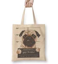 Bad Puggy Pug Köpek Bez Çanta Uzun Saplı