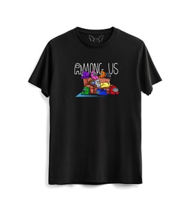 Among Us Resimli Dijital Baskılı Çocuk Siyah Tshirt