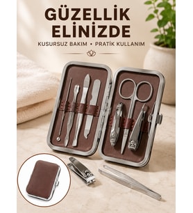 7 Parça Paslanmaz Çelik Manikür Pedikür Seti Çantalı Profesyonel