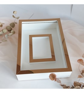 25X35 BEYAZ-BRONZ LEDSİZ FOTOĞRAF BÖLÜMLÜ ANI ÇERÇEVESİ- NİŞAN SÖZ GÜLLERİNİZ İÇİN ÇERÇEVELER