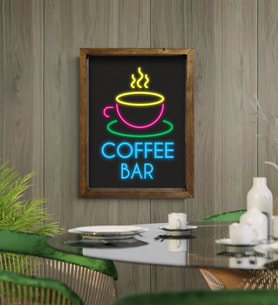 BK Gift Cafe & Bar & Restaurant Konseptli Doğal Masif Ahşap Çerçeveli Tablo-44