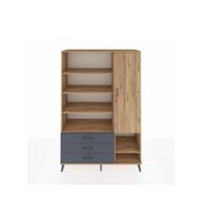 Hyperion Dolap 9 Raflı 3 Çekmeceli Tek Kapaklı  132x44x195 Çam-Çam/Antrasit